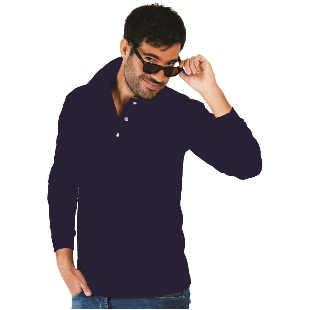 Playera Polo Piqué para Caballero RENCA - 50% Poliéster/50% Algodón Manga Larga #130