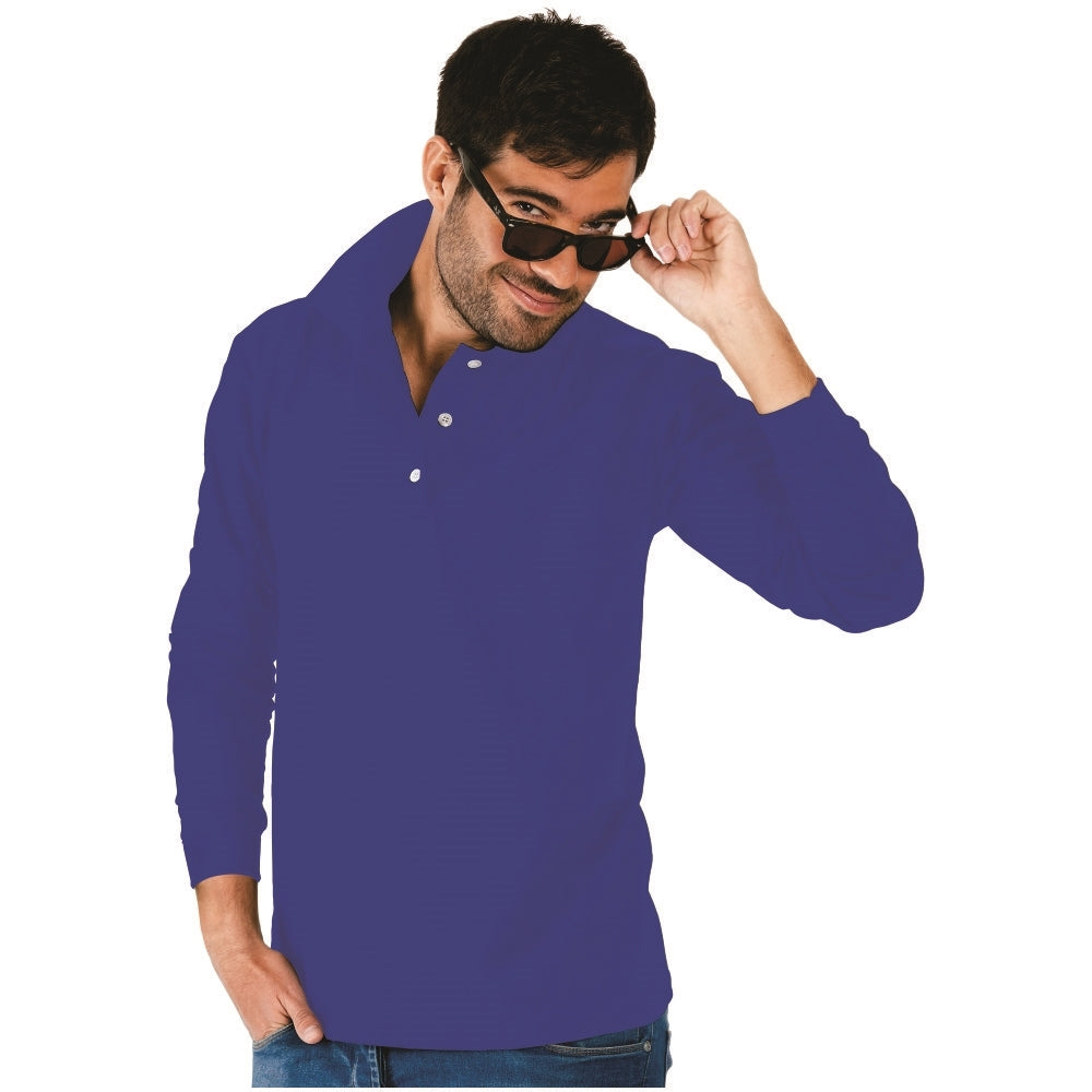 Playera Polo Piqué para Caballero RENCA - 50% Poliéster/50% Algodón Manga Larga #130