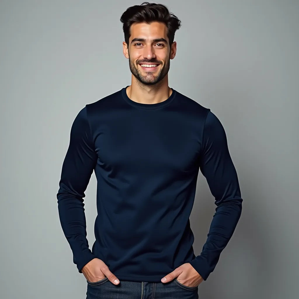Playera de Cuello Redondo de Manga Larga para Caballero ULTRA-DRY 100% Poliéster 117L