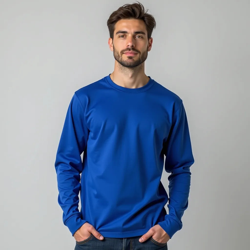 Playera de Cuello Redondo de Manga Larga para Caballero ULTRA-DRY 100% Poliéster 117L