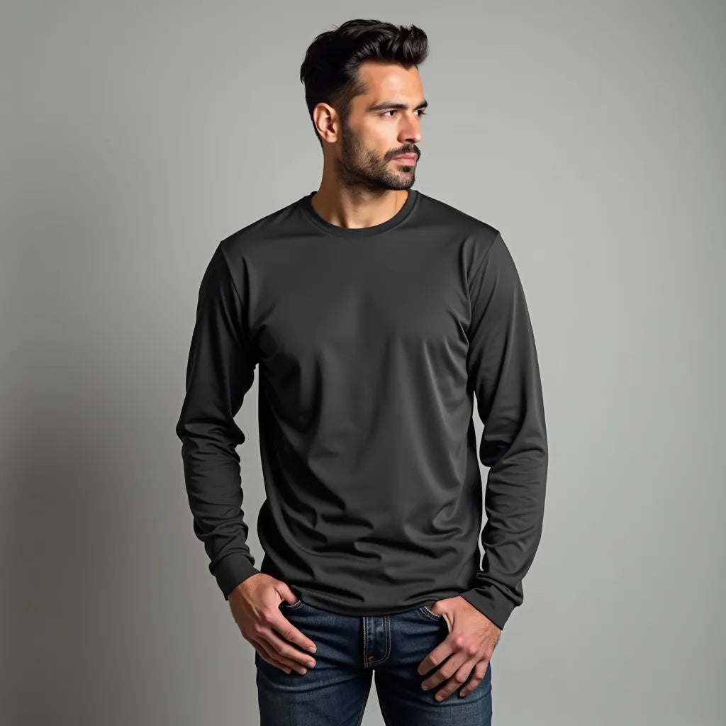 Playera de Cuello Redondo de Manga Larga para Caballero ULTRA-DRY 100% Poliéster 117L